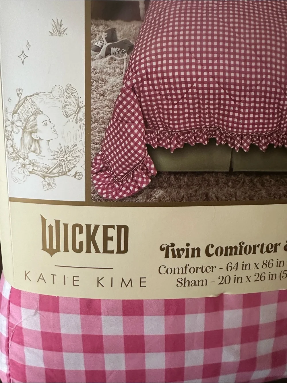 Wicked by Katie Kime Pink Gingham Twin Comforter & Sham Set